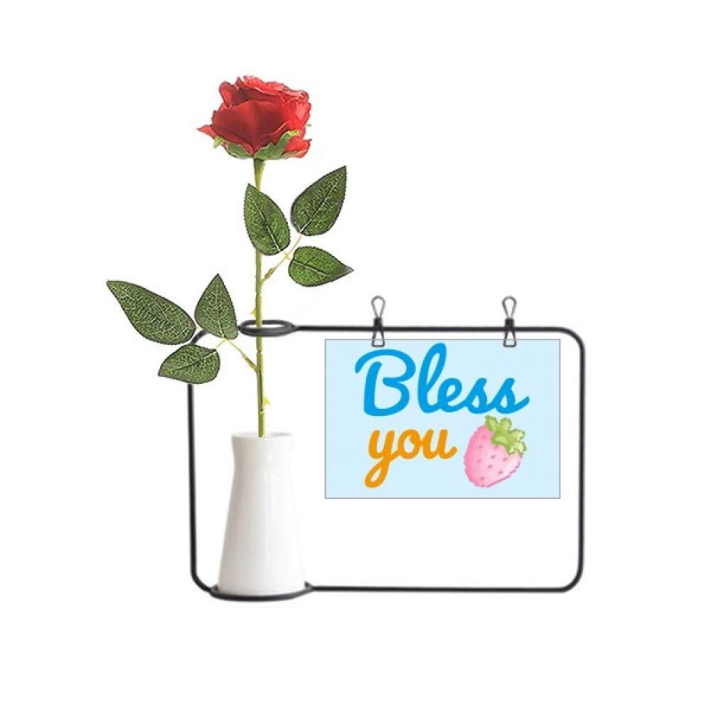 OFFbb-USA Pray Blessing Strawberry Latest Artificial Rose Flower Hanging Vases Decoration Bottle