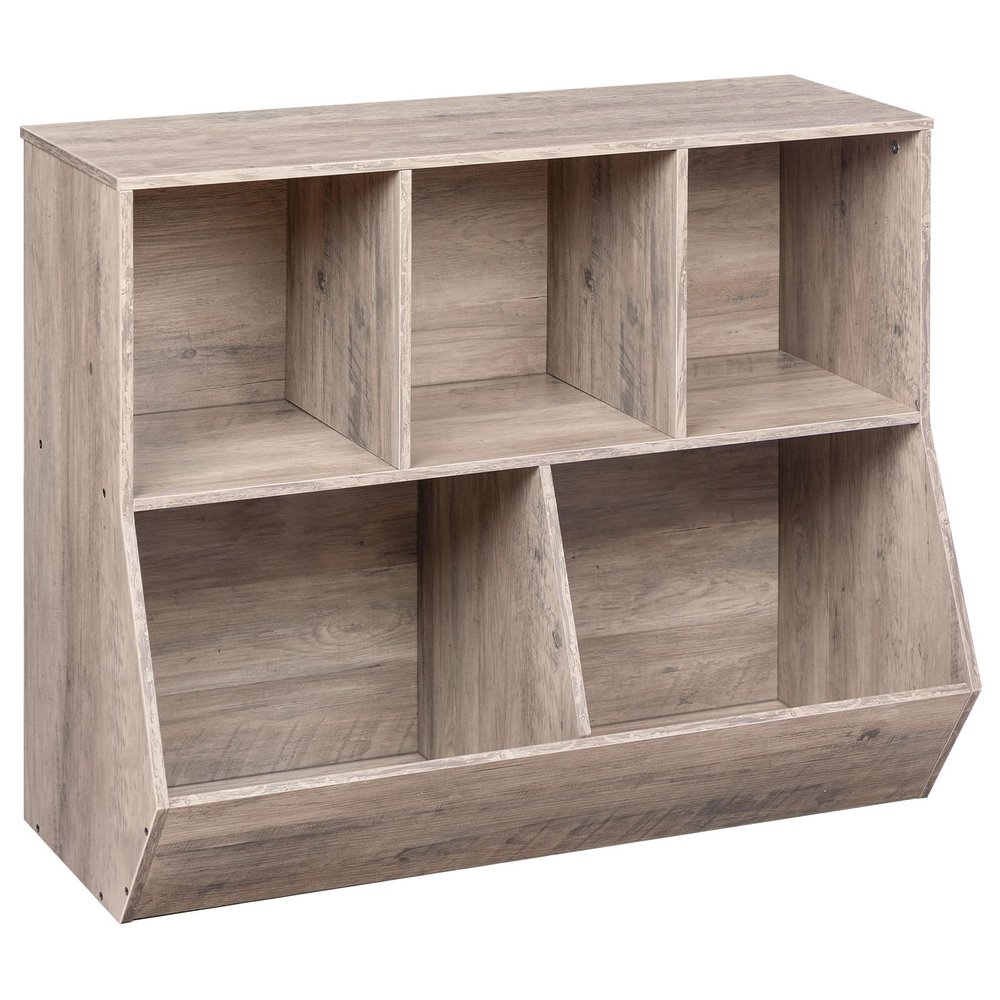 HOOBRO Kids Bookshelf, Bookcase Footboard, Toy Storage Cubby, Children's Toy Shelf, 35.4" L Toy Storage Cabinet, Fit for Children's Room, Playroom, Hallway, Kindergarten, Greige BG32CW01