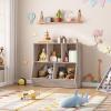 HOOBRO Kids Bookshelf, Bookcase Footboard, Toy Storage Cubby, Children's Toy Shelf, 35.4" L Toy Storage Cabinet, Fit for Children's Room, Playroom, Hallway, Kindergarten, Greige BG32CW01 view 2