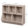 HOOBRO Kids Bookshelf, Bookcase Footboard, Toy Storage Cubby, Children's Toy Shelf, 35.4" L Toy Storage Cabinet, Fit for Children's Room, Playroom, Hallway, Kindergarten, Greige BG32CW01 view 3