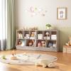HOOBRO Kids Bookshelf, Bookcase Footboard, Toy Storage Cubby, Children's Toy Shelf, 35.4" L Toy Storage Cabinet, Fit for Children's Room, Playroom, Hallway, Kindergarten, Greige BG32CW01 view 4