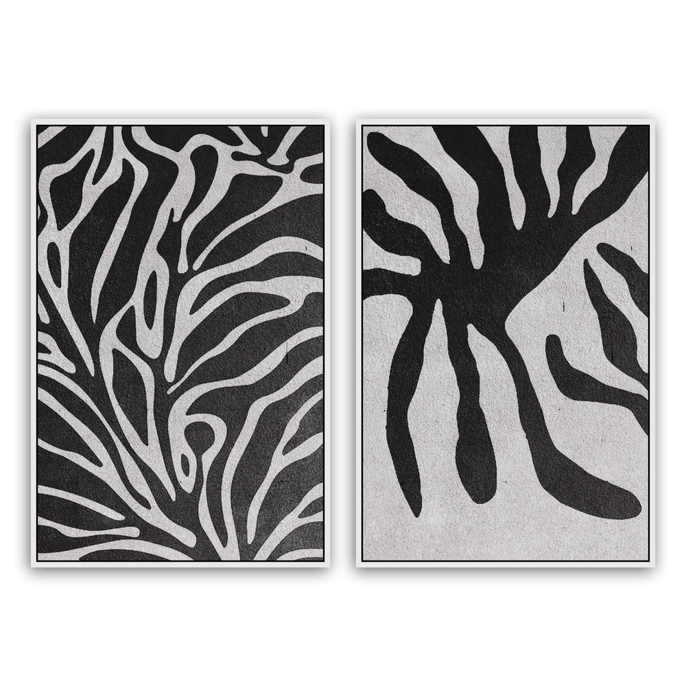 SIGNWIN 2 Piece Framed Canvas Wall Art Black and White Flowers Canvas Prints Home Artwork Decoration for Living Room,Bedroom - 24"x36"x2 Panels