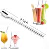 1 Set Spoon Long Handle Coffee Stirrers, Iced Teaspoon Mixing Glass Cocktail Stirring Bar Milkshake Tea Cream Dessert Silverware Spoon, Stainless Steel Mixing Stirring Square Spoons Milkshake Ice Tea view 2