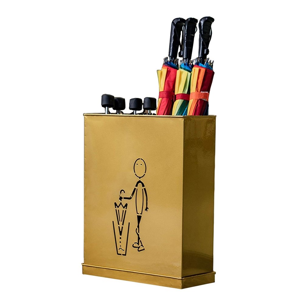 Umbrella Racks WXYZ Golden Wrought Iron Umbrella Stand, Large Capacity Umbrella Bucket with Independent Drip Tray, 36x15x46cm