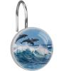 LORVIES Dolphins Jumping Marine Waves Shower Curtain Hooks Set of 12, Stainless Steel Shower Hooks Decorative Hanger Rings Rust Resistant for Bathroom Kids Room Fashion Home Decor view 1