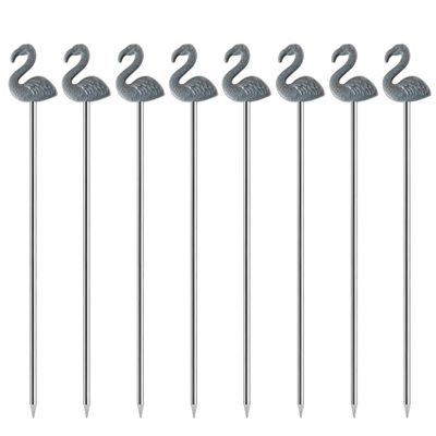 brandname Vivicap 8 Pcs Exquisite Flamingo Handle Cocktail Pick Sruit Insert Bar Wine Glass Decoration Daily Use at Home for Appetizer Watermelon Cherry Sandwich Dessert Fruit Side Dish, Ancient tin