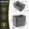 AREYZIN Plastic Storage Baskets Bins With Lid Organizing Container Lidded Knit Storage Organizer Bins for Shelves Drawers Desktop Closet Playroom Classroom Office, 6 Pack view 3