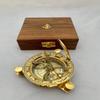 Vimal Nautical 4 Inch West London Vintage Style Brass Compass Sandal in a Wooden Presentation Box view 1
