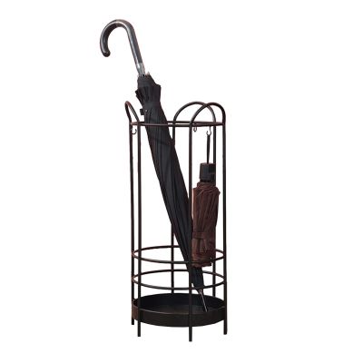 JLXJ Indoor Outdoor Umbrella Stand Holder, Modern Round Metal Organizer Rack with Hook, Raised Canes Walking Sticks Stands for Entryway Decor (Color : Black)