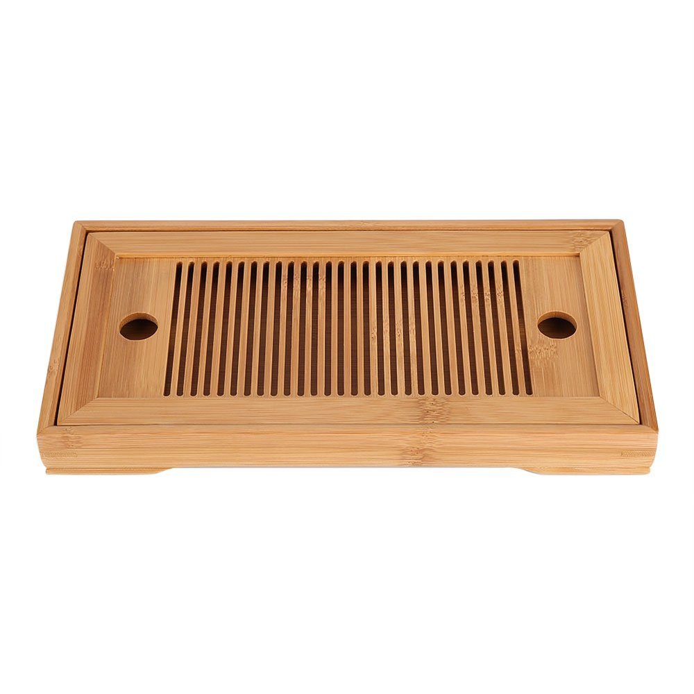 Bamboo Tea Tray Chinese Gongfu Tea Mini Serving Table for Teahouse Home Office Tea Tray, Chinese Kungfu Tea Bamboo Serving Tray for Teahouse Home Office