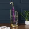 JLXJ Round Gold Umbrella Stand Rack for Indoor Outdoor Entryway, Elevated Antique Freestanding Umbrellas Organizer Holder with Scroll Design view 1
