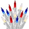 4th of July Decoration Patriotic Mini Lights - 100 Count 20 Feet Red White Blue Incandescent Bulb Waterproof String Lights Plug in for Indoor Outdoor Christmas Party Patio Independence Day Decoration view 1