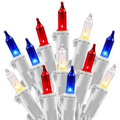 4th of July Decoration Patriotic Mini Lights - 200 Count 40 Feet Red White Blue Incandescent Bulb Waterproof String Lights Plug in for Indoor Outdoor Christmas Party Patio Independence Day Decoration
