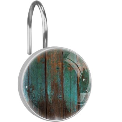 LORVIES Old Grunge Wood Panels Pattern Shower Curtain Hooks Set of 12, Stainless Steel Shower Hooks Decorative Hanger Rings Rust Resistant for Bathroom Kids Room Fashion Home Decor