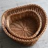bread baskets for serving basket fruit bowl bamboo wicker cornucopia wood bowls - Simulated Rattan - Woven Dried Fruit Tray L Brown view 3