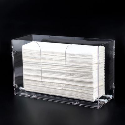 Evron Paper Towel Dispenser Countertop & Wall Mount Clear One-Hand Pull C Fold Z Fold Trifold and Multifold Paper Towel Holder (Simple Snap-on Assemble Before Use)