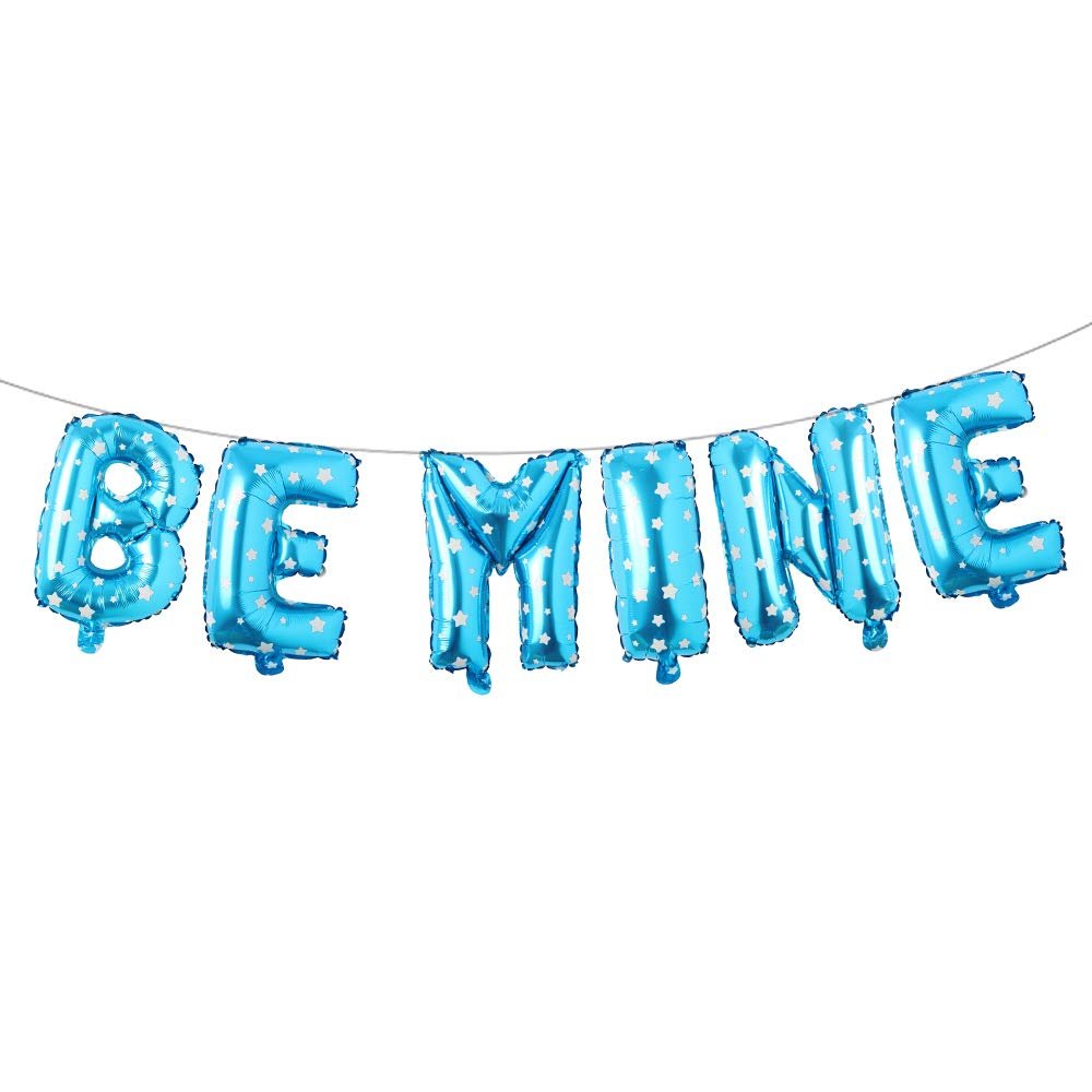BE Mine Valentine Banner Decoration Balloon for Galentines Day Bubbly Bar Bridal Shower Wedding Bridal Shower Marry Me Bachelo Party Supplies (BE MINE Blue Star)