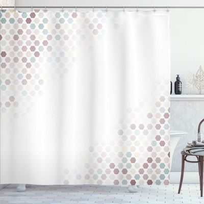 Ambesonne Abstract Shower Curtain, Beam Shape with Geometric 6 Cornered Mosaic Style Futuristic Illustration, Cloth Fabric Bathroom Decor Set with Hooks, 84" Long Extra, Pale Seafoam