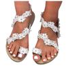 ZBYY Flat Sandals for Women,Summer Women's Sandals Bohemian Flowers Flat Beach Shoes Ring Toe Flip Flop Sandals view 1