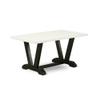 East West Furniture V626FO624-5 5 Piece Dining Room Table Set Includes a Rectangle Dining Table with V-Legs and 4 Black Linen Fabric Upholstered Parson Chairs, 36x60 Inch, Multi-Color view 3