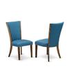 East West Furniture V796VE721-6 6 Piece Modern Dining Table Set Contains a Rectangle Wooden Table and 4 Blue Color Linen Fabric Upholstered Chairs with a Bench, 36x60 Inch, Multi-Color view 4
