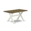 East West Furniture X076FO244-7 7 Piece Dining Table Set Consist of a Rectangle Dining Room Table with X-Legs and 6 Light Grey Faux Leather Parsons Chairs, 36x60 Inch, Multi-Color view 3