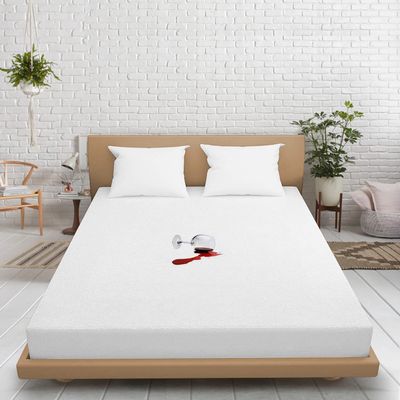 Alaskan King Waterproof Terry Cotton Cover - Fitted Sheet Style Breathable Mattress Cover - Terry Cotton Surface [Alaskan King, White] 18 Inch Deep Pocket
