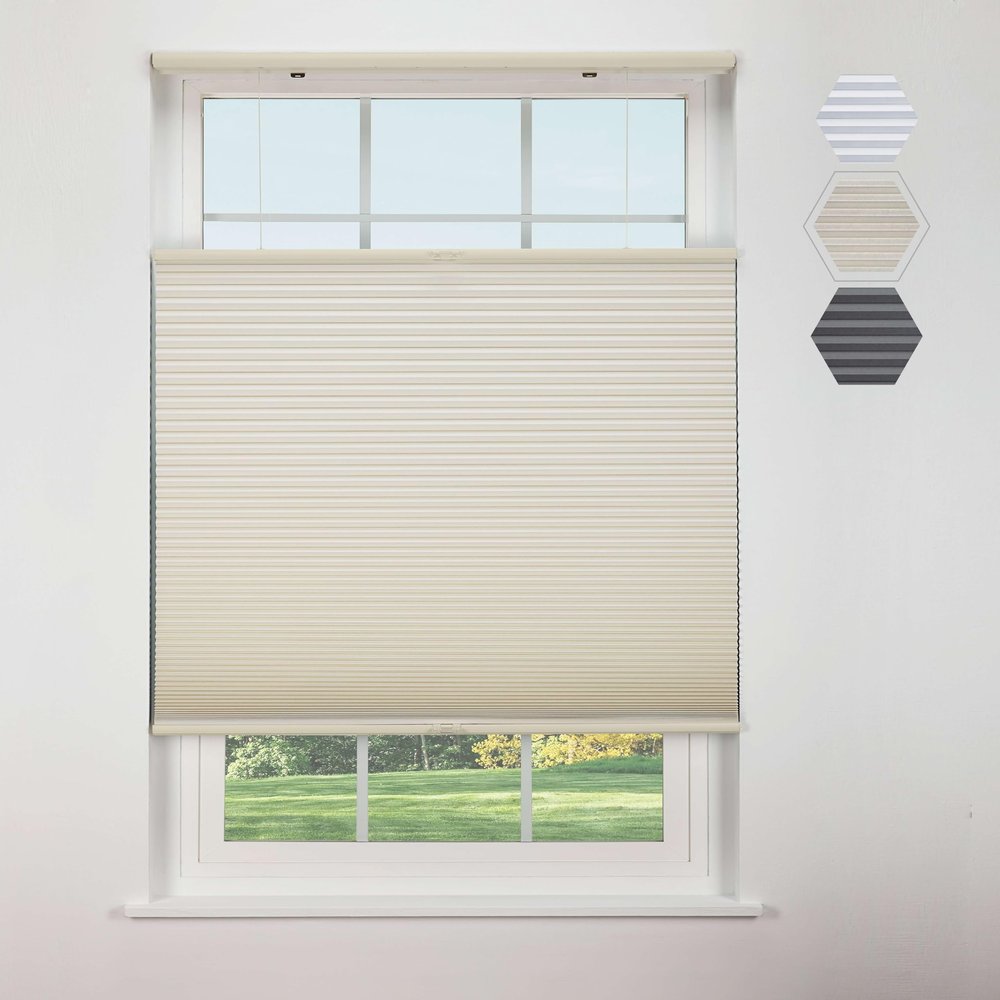 Linen Avenue Cordless Cellular Top Down Bottom Up Blackout Shade 23 1/2 W x 84 H, Seashell (Arrives 1/4" Narrower)
