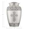 Reminded Adult Cremation Memorial Urn for Human Ashes, Pewter Etched Cross Funeral Urn with Velvet Bag view 2