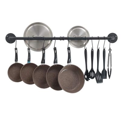 100 cm long strip hook kitchen railing, pot pad, kitchen wall hanging pot holder, pot stand-black
