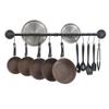 100 cm long strip hook kitchen railing, pot pad, kitchen wall hanging pot holder, pot stand-black view 1