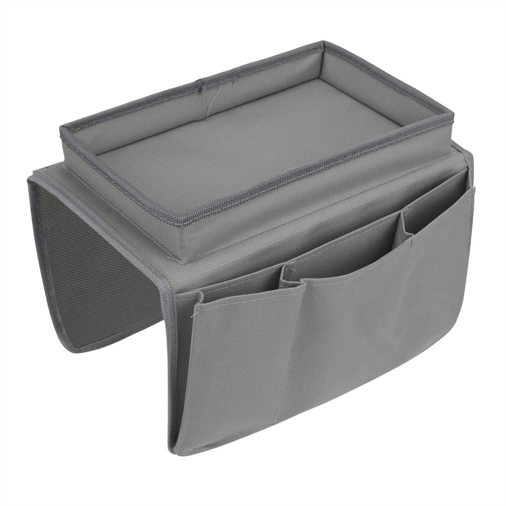 Sofa Armrest Organizer with Cup Holder Tray Chair Arm TV Remote Holder for Recliner Couch Armchair Caddy Bedside Storage Pockets Bag for Cellphone Tablet Book Magazines Drinks Holder Pouch