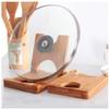 Bamboo straight wooden pan cover, foldable cooked tool storage rack, rack with drainage plate, 170 x 132 x 21 mm view 2