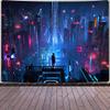 Aidatain Punk Cityscape Tapestry Skyscrapers Skyline 3D Urben Building Neon Lights Night Wall Hanging Tapestries Flannel Large Size 80" 60" for Bedroom Living Room GTWHAT102 view 1