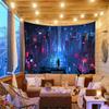 Aidatain Punk Cityscape Tapestry Skyscrapers Skyline 3D Urben Building Neon Lights Night Wall Hanging Tapestries Flannel Large Size 80" 60" for Bedroom Living Room GTWHAT102 view 2