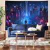 Aidatain Punk Cityscape Tapestry Skyscrapers Skyline 3D Urben Building Neon Lights Night Wall Hanging Tapestries Flannel Large Size 80" 60" for Bedroom Living Room GTWHAT102 view 3