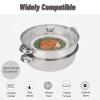 2-Layer Steamer Pot Cooker Double Boiler, Stainless Steel Cookware Saucepot with Tempered Glass Lid and Double Handles, Work with Gas Induction Oven, Grill Stove view 4
