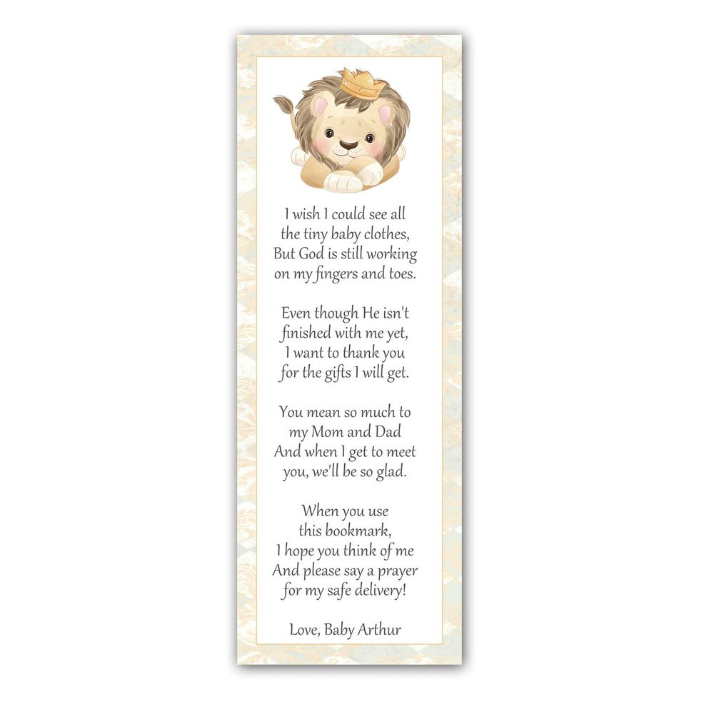 30 Bookmarks Lion Jungle Gender Neutral Baby Shower Favors Personalized