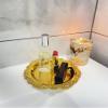 Round Storage Tray Necklace tray Jewelry Holder Organizer Dessert Plate Fruit DishRing Dish Organizer Holder Home Decor Wedding Gift for Perfume Candle Holiday Party(Golden/Silver) (Golden, Small) view 2