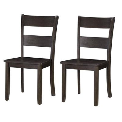 BOWERY HILL 38" H Contemporary Wood Ladder Back Side Chair in Walnut (Set of 2)