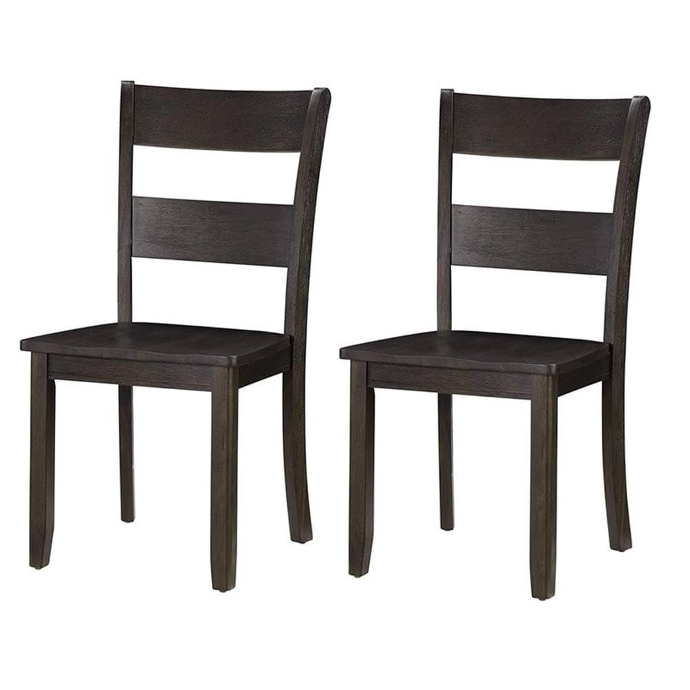 BOWERY HILL 38" H Contemporary Wood Ladder Back Side Chair in Walnut (Set of 2)