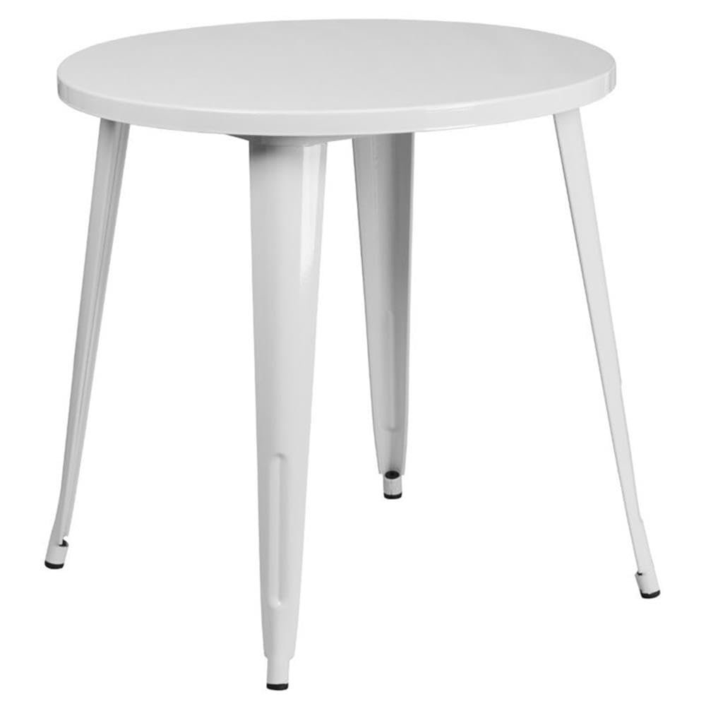BOWERY HILL 30" Round Metal Dining Table in White
