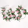 N++A 2.2m Silk 2pcs Artificial Roses Flowers Rattan String Vine with Green Leaves for Home Wedding Garden Decoration Hanging Garland Wall (Rose Red) view 4