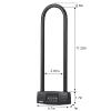 NBYT U Bike Lock - Heavy Duty Combination Lock for Motorcycle Wheel, Office Door, Fence & Gate - Resettable, Long Combination U-Lock in Black - Steel/Zinc/PVC Construction - 13.78 x 4.7 x 1.1 Inches view 3