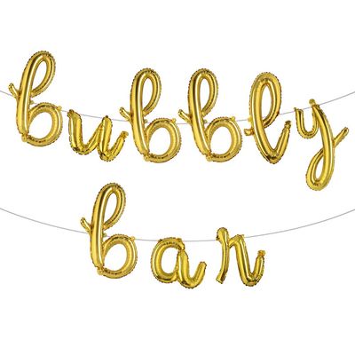 16inch BUBBLY BAR Letter Foil Balloons,Bar Party Banner, Bridal Shower Engagement Bachelorette Champagne Brunch Wedding Graduation Fiesta Party Supplies Decorations (L Bubbly Bar Gold)