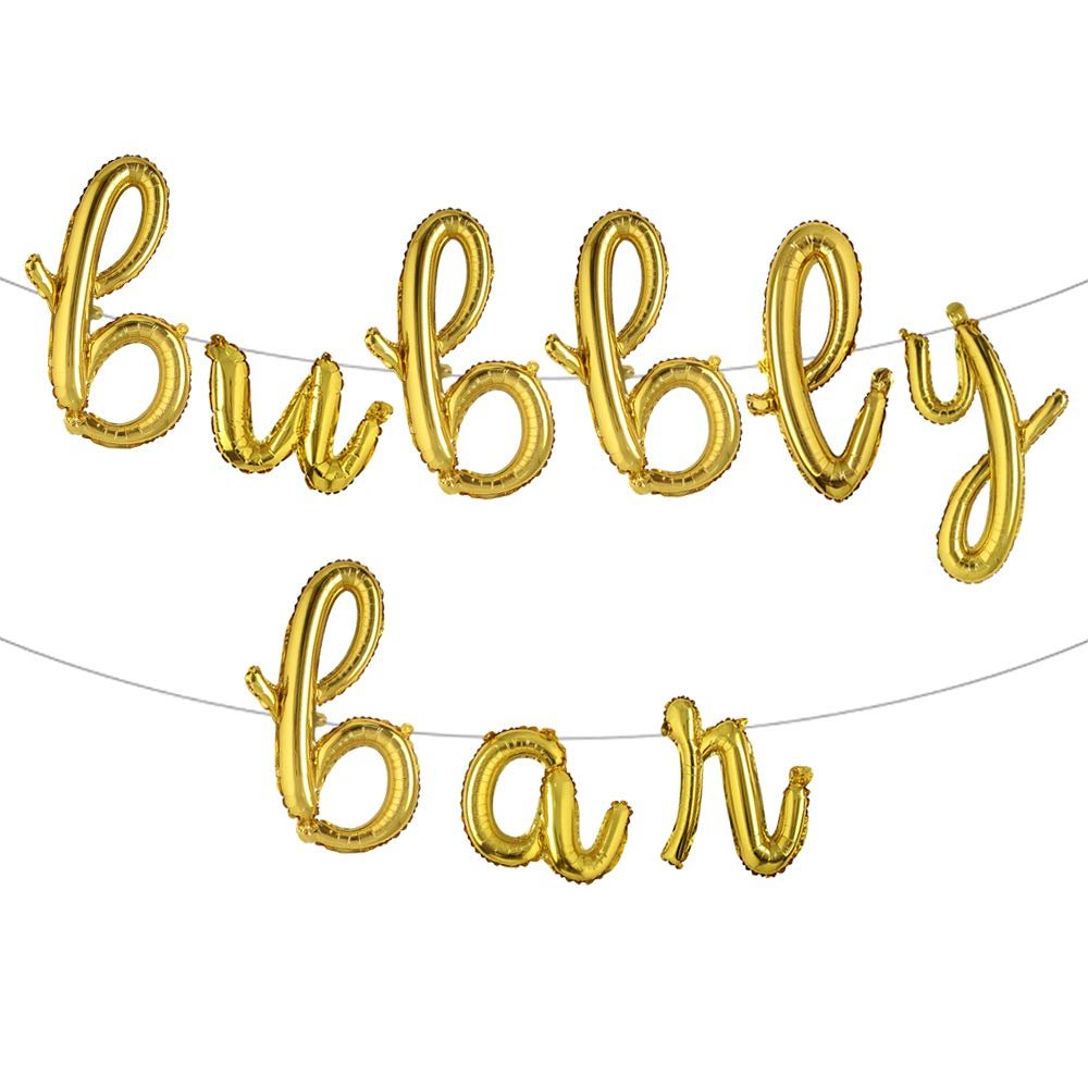 16inch BUBBLY BAR Letter Foil Balloons,Bar Party Banner, Bridal Shower Engagement Bachelorette Champagne Brunch Wedding Graduation Fiesta Party Supplies Decorations (L Bubbly Bar Gold)