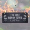 Stukk The Best BBQ Town Laser Hanging Cooking Food Party Sign, 30x12cm, Natural Engraved Slate Stone Plaque view 1