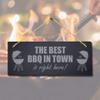 Stukk The Best BBQ Town Laser Hanging Cooking Food Party Sign, 30x12cm, Natural Engraved Slate Stone Plaque view 2