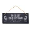 Stukk The Best BBQ Town Laser Hanging Cooking Food Party Sign, 30x12cm, Natural Engraved Slate Stone Plaque view 3