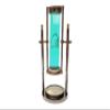 A.A.Nauticals - 8.66 Inch Colourful Water Filled Tube Floating Sand Clock Timer Hourglass with Compass - Handmade Rustic Decor Antique Brass Enclosed (Cyan) view 2